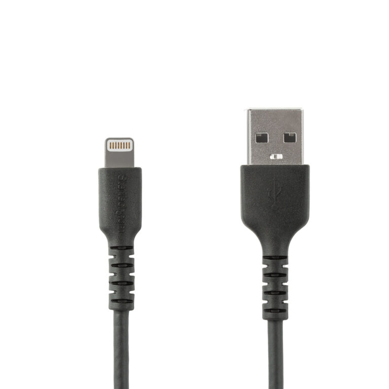 StarTech.com 6 foot (2m) Durable Black USB-A to Lightning Cable - Heavy Duty Rugged Aramid Fiber USB Type A to Lightning Charge