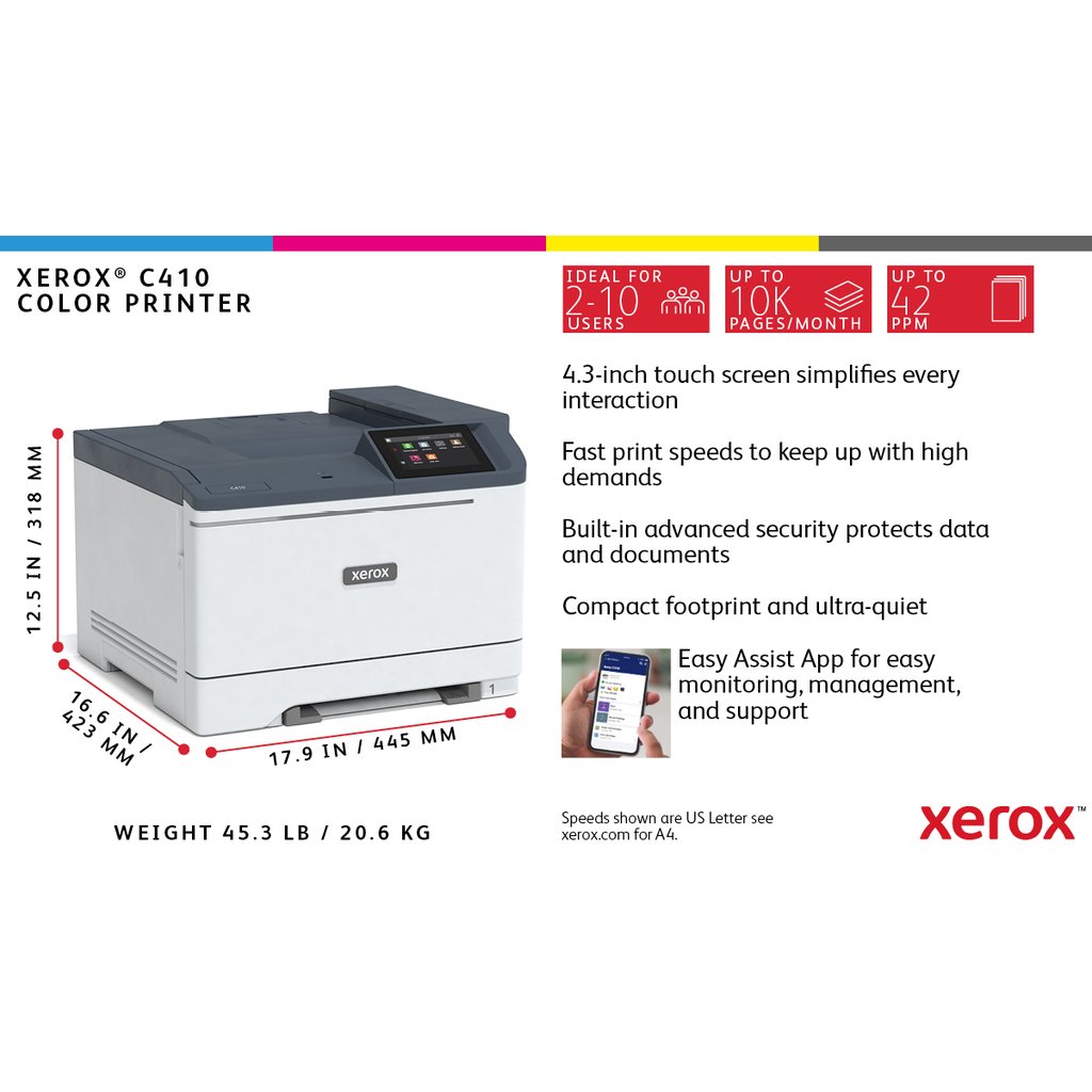 Xerox C410 A4 40ppm Duplex Printer PS3 PCL5e/6 2 Trays 251 Sheets - Image 10