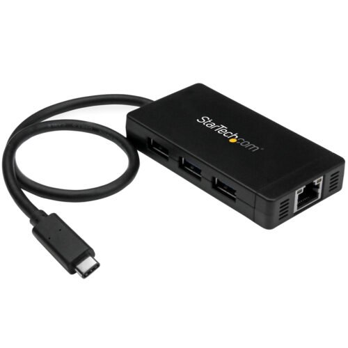 StarTech.com 3-Port USB 3.0 Hub plus Gigabit Ethernet - USB-C - Includes Power Adapter~3-Port USB-C Hub with Gigabit Ethernet -