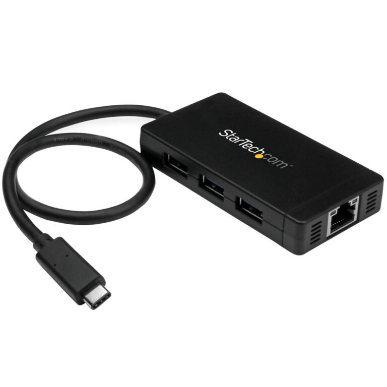 StarTech.com 3-Port USB 3.0 Hub plus Gigabit Ethernet - USB-C - Includes Power Adapter~3-Port USB-C Hub with Gigabit Ethernet -