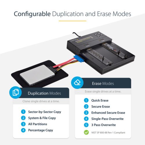 StarTech.com Standalone M.2 SATA & M.2 NVMe Duplicator and Eraser - HDD/SSD Cloner/Wiper for M.2 PCIe AHCI/NVMe, M.2 SATA, 2.5/ - Image 14