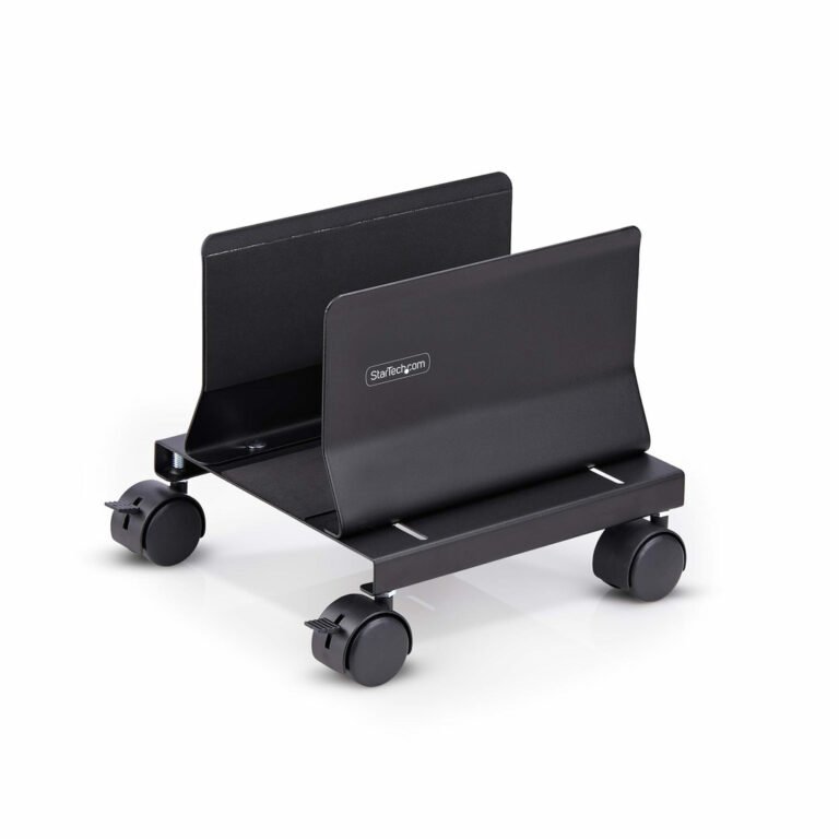 StarTech.com Computer Tower Cart, Rolling Mobile CPU Caddy on Wheels (Casters), Max Load 46.3lb/21kg, Adjustable PC Case Mount,