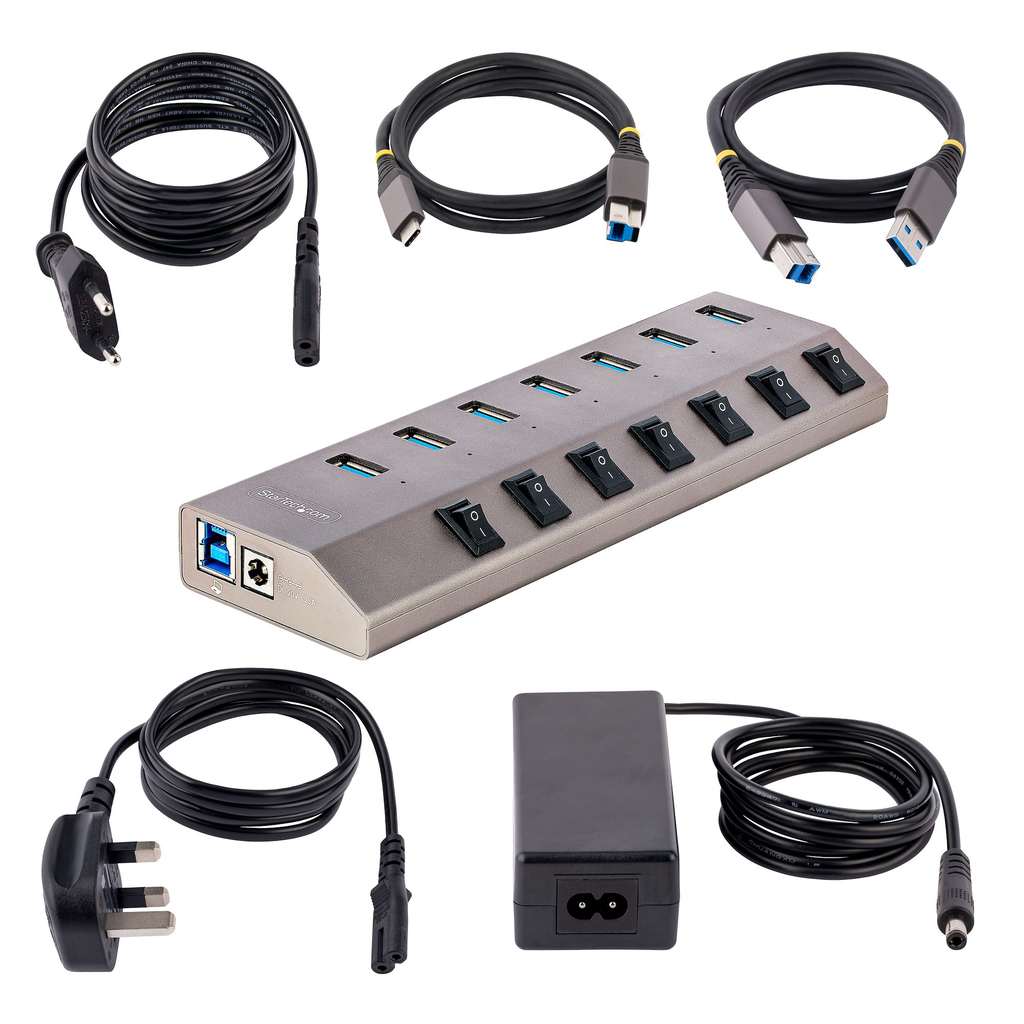 StarTech.com 7-Port Self-Powered USB-C Hub with Individual On/Off Switches, USB 3.0 5Gbps Expansion Hub w/Power Supply, Desktop - Image 6