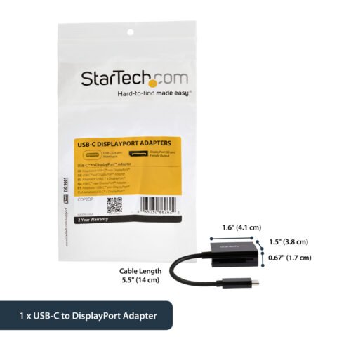StarTech.com USB C to DisplayPort Adapter - 4K 60Hz/8K 30Hz - USB Type-C to DP 1.4 HBR2 Adapter Dongle - Compact USB-C (DP Alt - Image 4