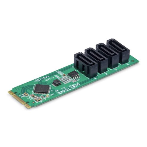 StarTech.com 4-Port M.2 to SATA Adapter Card, M.2 PCIe 3.0 to SATA HDD/SSD Expansion Card, ASM1064 Chipset, M.2 NVMe to 4x HDD/