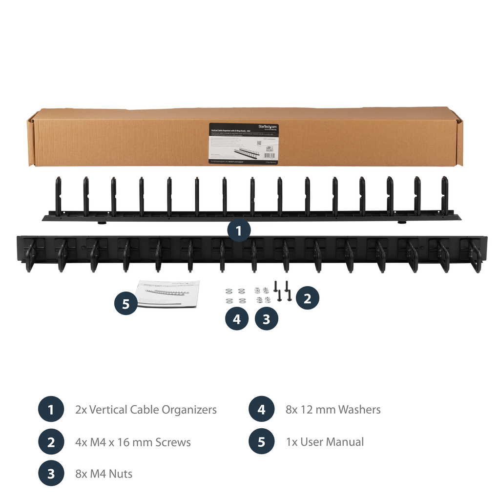 StarTech.com Vertical Cable Organizer with D-Ring Hooks - 0U - 6 ft. - Image 7