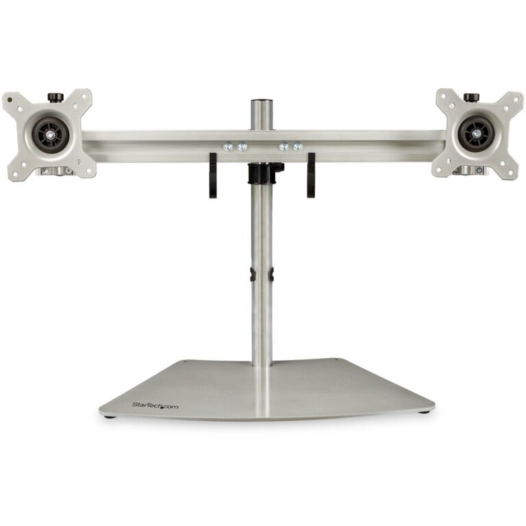 StarTech.com Dual Monitor Stand - Ergonomic Free Standing Dual Monitor Desktop Stand for two 24" VESA Mount Displays - Synchron