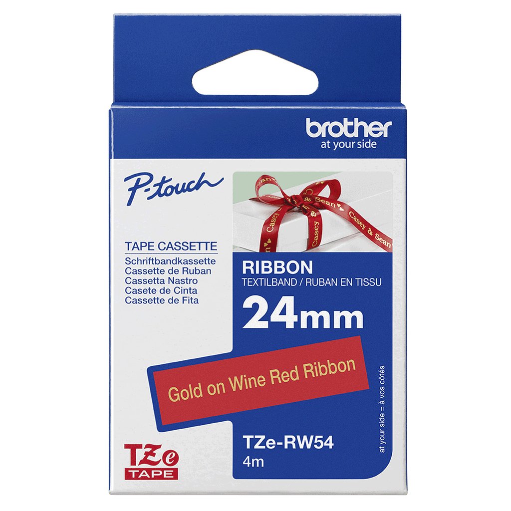 Brother TZE-RW54 label-making tape Gold on red - Image 5