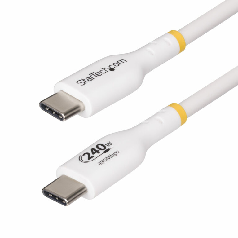 StarTech.com 1m White USB-C Charging Cable, USB-IF Certified USB C Cable, 240W PD EPR, USB 2.0 Type-C Laptop Charger Cord, USB-