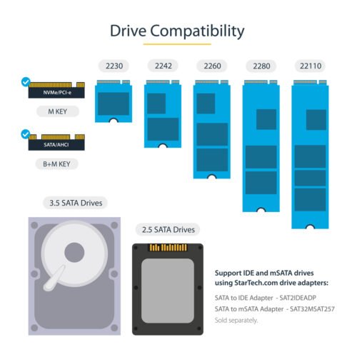 StarTech.com Standalone M.2 SATA & M.2 NVMe Duplicator and Eraser - HDD/SSD Cloner/Wiper for M.2 PCIe AHCI/NVMe, M.2 SATA, 2.5/ - Image 10
