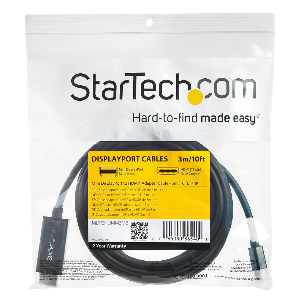 StarTech.com 10ft (3m) Mini DisplayPort to HDMI Cable - 4K 30Hz Video - mDP to HDMI Adapter Cable - Mini DP or Thunderbolt 1/2 - Image 4