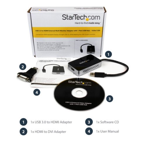StarTech.com USB 3.0 to HDMI Adapter w/ 1x USB, USB to HDMI Monitor Converter for Windows (no support for macOS/ChromeOS/Linux) - Image 9
