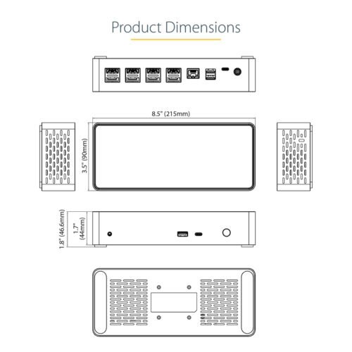 StarTech.com USB C Dock - 4K 60Hz Quad Monitor DisplayPort & HDMI - Universal USB-C Docking Station with 100W Power Delivery - - Image 7
