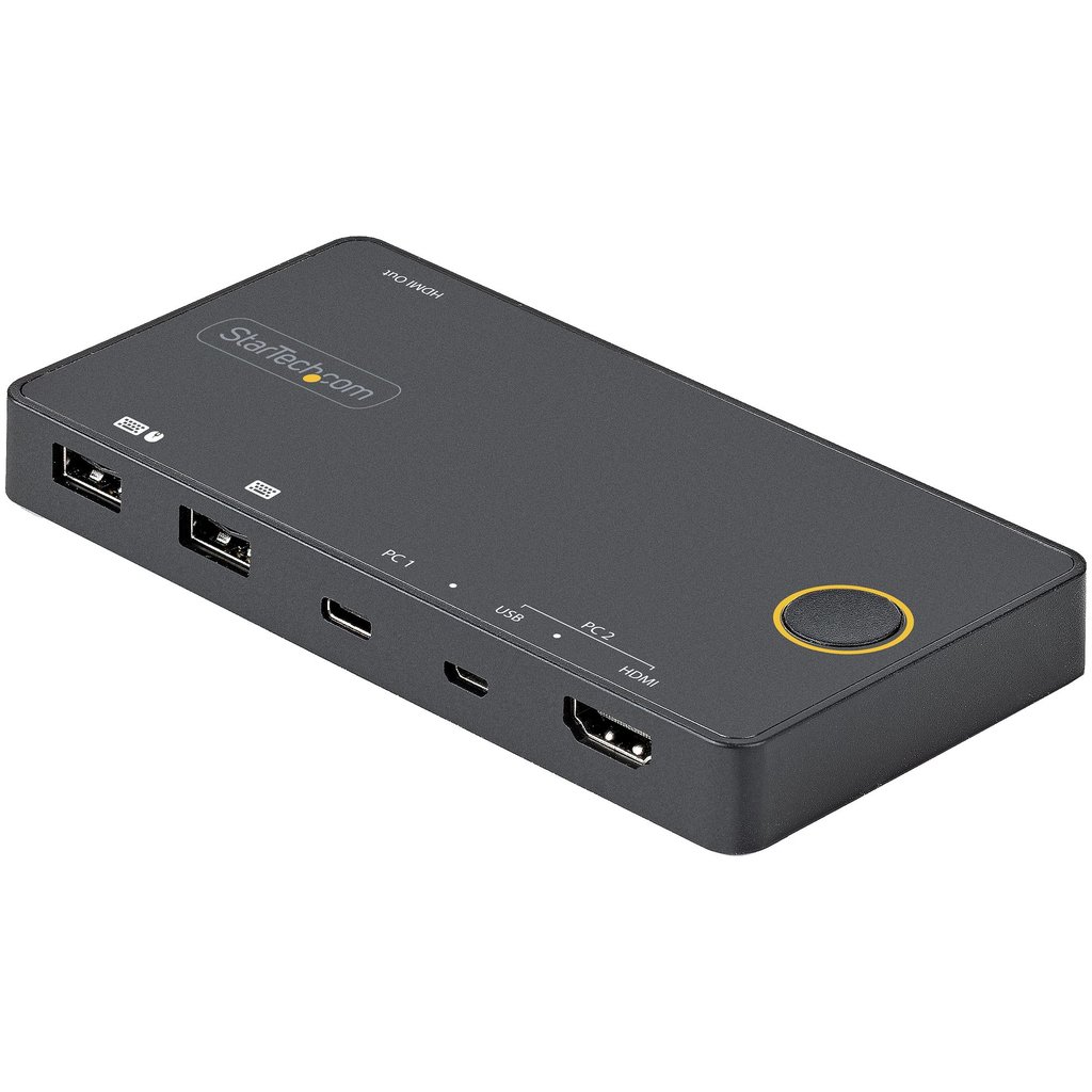 StarTech.com 2 Port Hybrid USB-A + HDMI & USB-C KVM Switch - Single 4K 60Hz HDMI 2.0 Monitor - Compact Desktop and/or Laptop HD