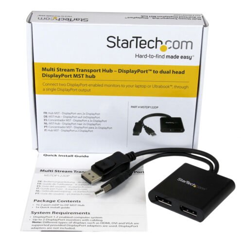 StarTech.com 2-Port Multi Monitor Adapter - DisplayPort 1.2 MST Hub - Dual 4K 30Hz or 1080p - USB Bus Powered - Video Splitter - Image 4