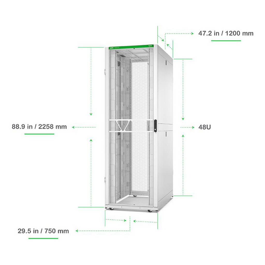APC NetShelter SX Server Rack Gen 2, 48U, 2258H x 750W x 1200D mm, with Sides, White - Image 5