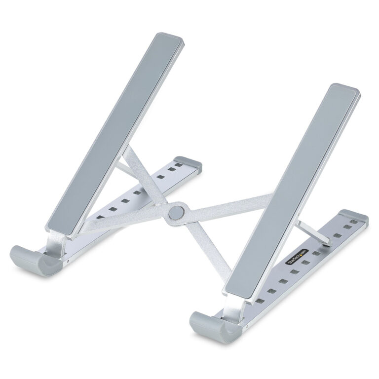StarTech.com Foldable Laptop Riser Stand, Portable Height Adjustable Ergonomic Laptop Stand, Ventilated Aluminum Frame Supports