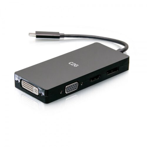 C2G USB-C Multiport Adapter, 4-in-1 Video Adapter with HDMI, DisplayPort, DVI, & VGA - 4K 60Hz - Image 2