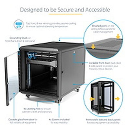 StarTech.com 4-Post 12U Server Rack Cabinet, Lockable 19" Data Rack Cabinet for Computer / AV / IT Equipment, Office / Home Net - Image 9