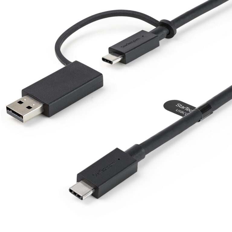 StarTech.com 3ft (1m) USB-C Cable with USB-A Adapter Dongle - Hybrid 2-in-1 USB C Cable w/ USB-A - USB-C to USB-C (10Gbps/100W