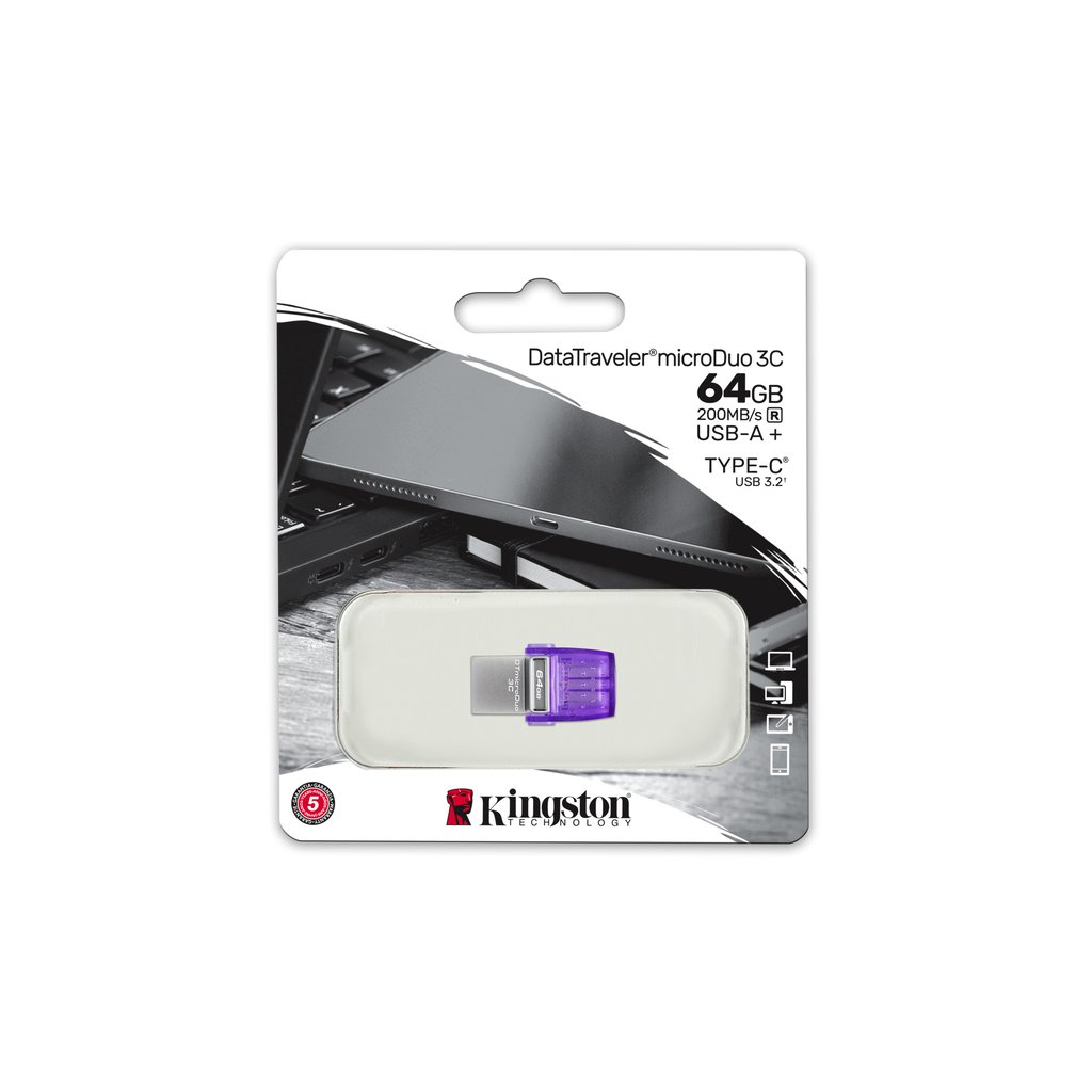Kingston Technology DataTraveler 64GB microDuo 3C 200MB/s dual USB-A + USB-C - Image 5