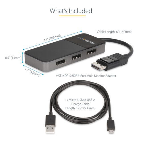 StarTech.com 3 Port Multi Monitor Adapter - DisplayPort 1.4 to 3x 4K DisplayPort Video Splitter - Dual or Triple 4K - Laptop/De - Image 17