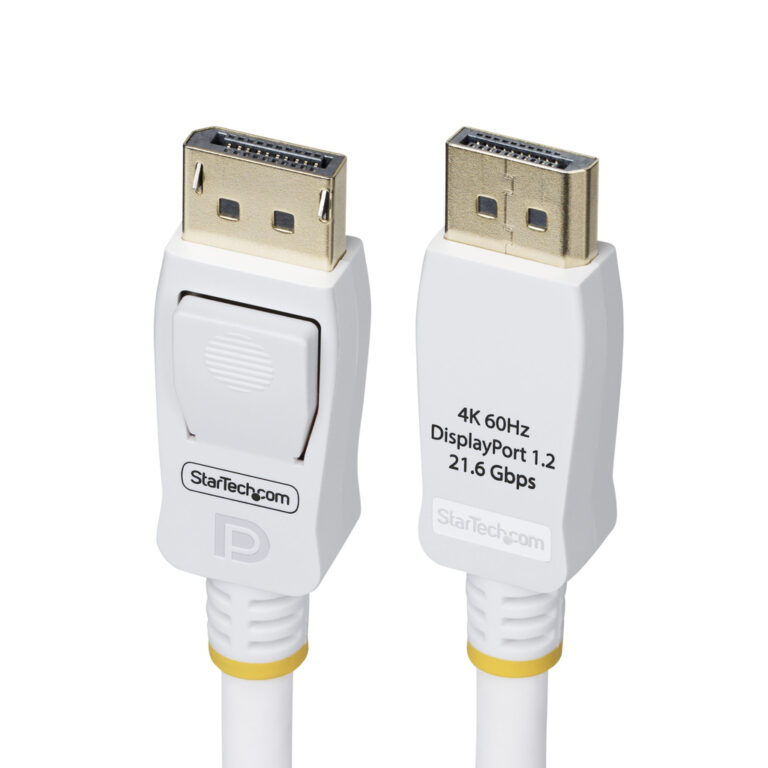 StarTech.com 10ft (3m) White VESA Certified DisplayPort 1.2 Cable, 4K 60Hz, 21.6Gbps, Latching DP Connectors, DP 1.2 DisplayPor