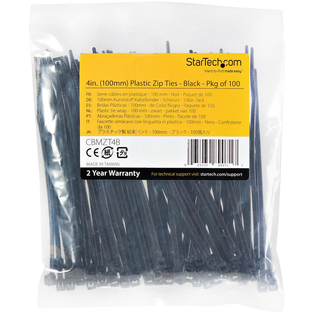 StarTech.com 4"(10cm) Cable Ties - 1/16"(2mm) wide, 7/8"(22mm) Bundle Diameter, 18lb(8kg) Tensile Strength, Nylon Self Locking - Image 5