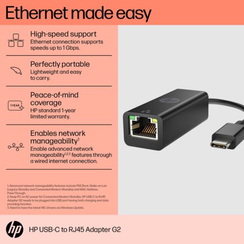 HP USB-C to RJ45 Adapter G2 - Image 2