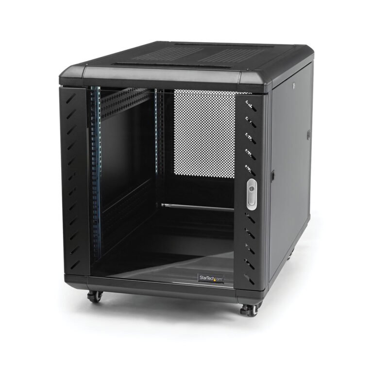 StarTech.com 4-Post 12U Server Rack Cabinet, Lockable 19" Data Rack Cabinet for Computer / AV / IT Equipment, Office / Home Net