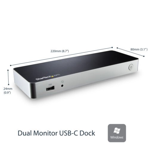 StarTech.com Dual Monitor USB C Docking Station with 60W Power Delivery for Windows Laptops - USB C to HDMI / DVI Dock - USB 3. - Image 10
