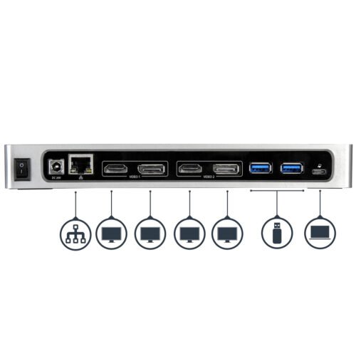 StarTech.com USB-C & USB-A Dock - Dual Monitor 4K 60Hz Dock DisplayPort + HDMI - Hybrid USB 3.0 Docking Station for USB-C or US - Image 11