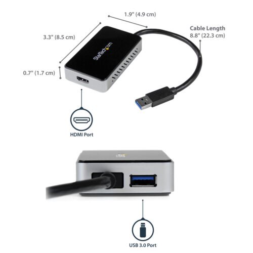 StarTech.com USB 3.0 to HDMI Adapter w/ 1x USB, USB to HDMI Monitor Converter for Windows (no support for macOS/ChromeOS/Linux) - Image 5