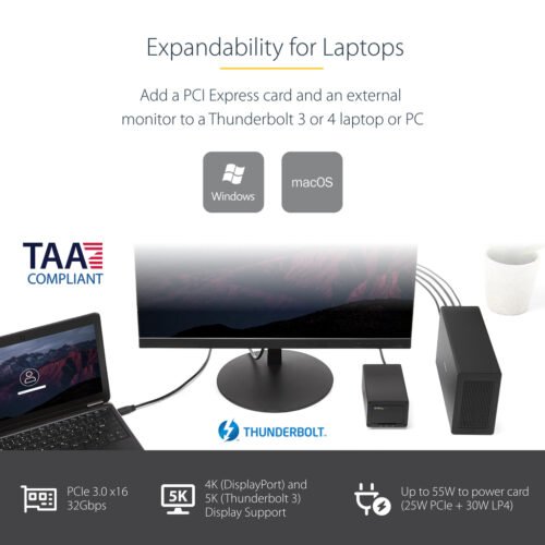 StarTech.com Thunderbolt 3 PCIe Expansion Chassis, External Enclosure with One PCI Express Slot, PCIe Box for Laptops/Desktops/ - Image 7