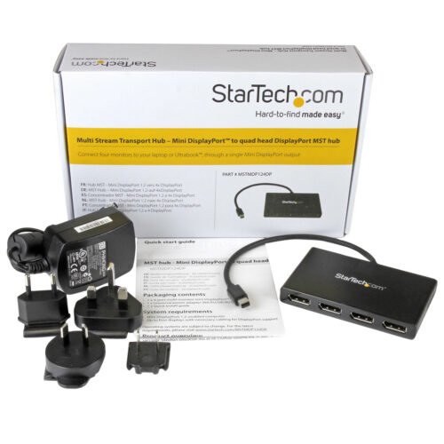StarTech.com 4-Port Multi Monitor Adapter - Mini DisplayPort to DisplayPort MST Hub - 4x 1080p - Video Splitter for Extended De - Image 4