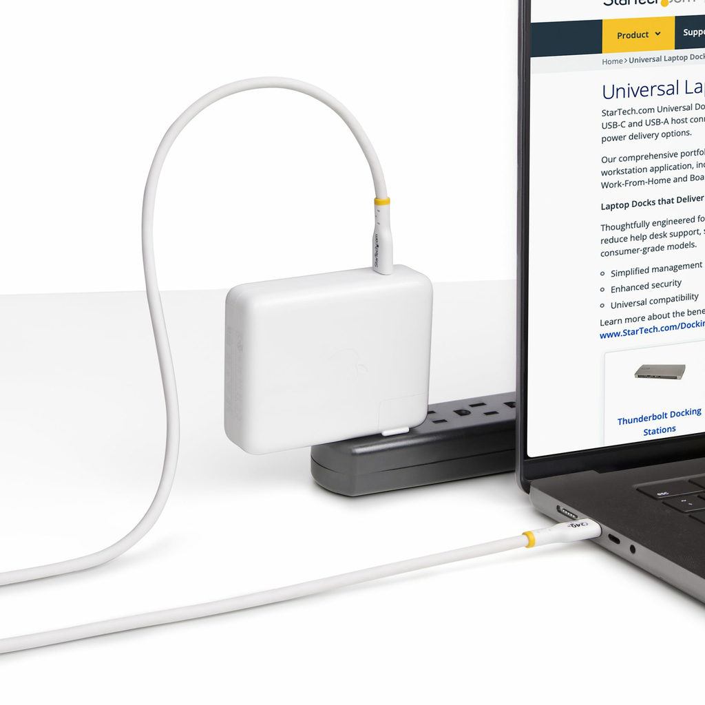StarTech.com 3m White USB-C Charging Cable, USB-IF Certified USB C Cable, 240W PD EPR, USB 2.0 Type-C Laptop Charger Cord, USB- - Image 5