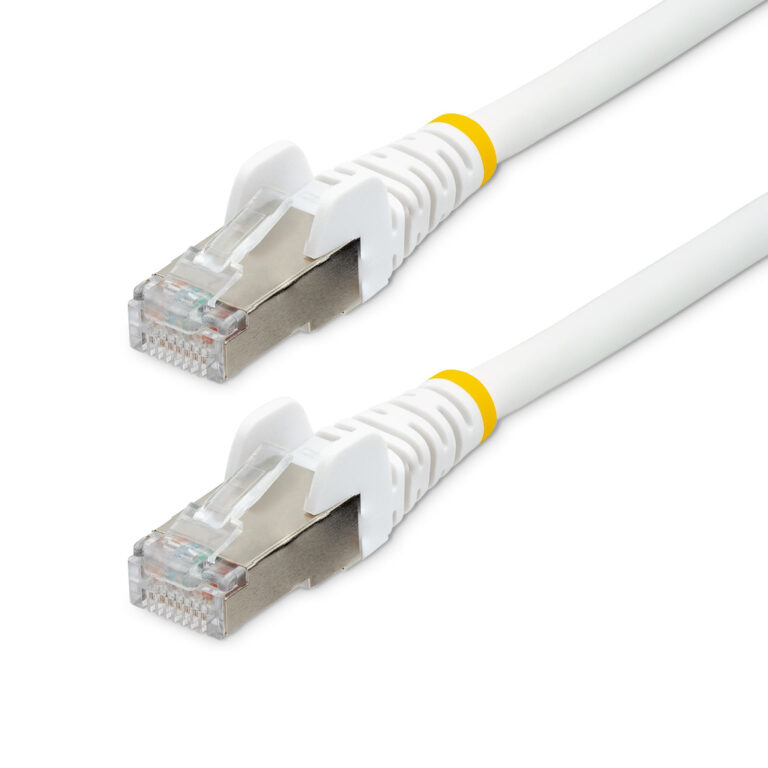 StarTech.com 1m CAT6a Ethernet Cable - White - Low Smoke Zero Halogen (LSZH) - 10GbE 500MHz 100W PoE++ Snagless RJ-45 w/Strain
