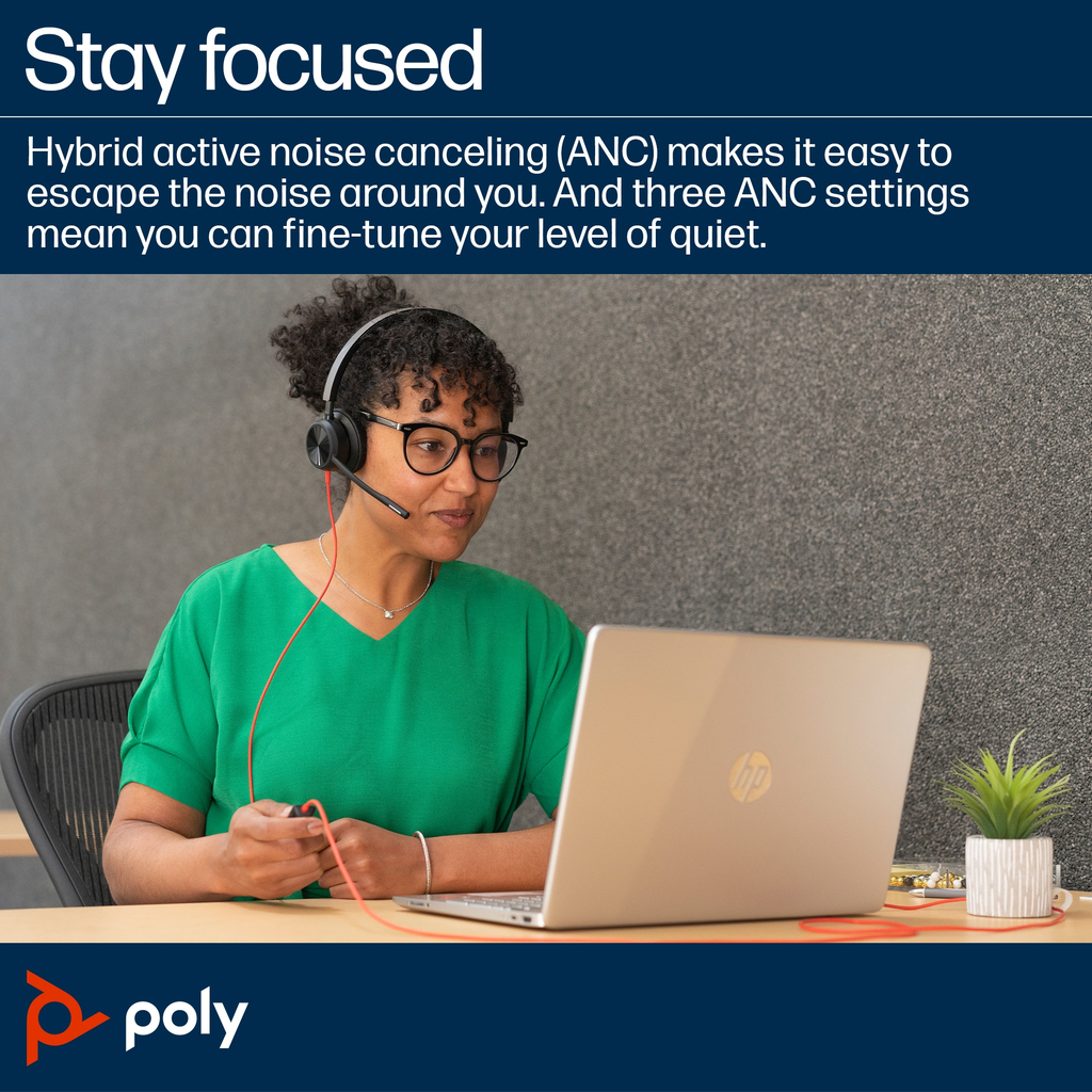 POLY Blackwire 8225 Stereo USB-C Headset +USB-C/A Adapter - Image 5