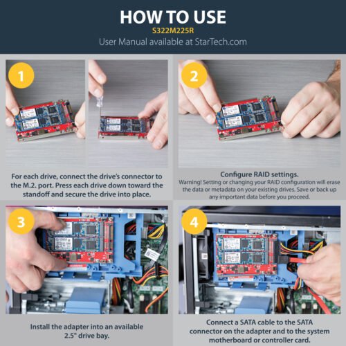 StarTech.com Dual-Slot M.2 Drive to SATA Adapter for 2.5" Drive Bay - RAID - Image 5