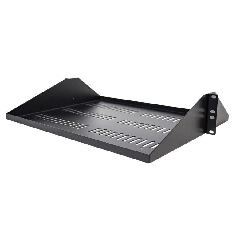 StarTech.com 2U Server Rack Shelf, Center Mounted Universal Vented Rackmount Cantilever Tray for 19" Network Equipment Rack, He