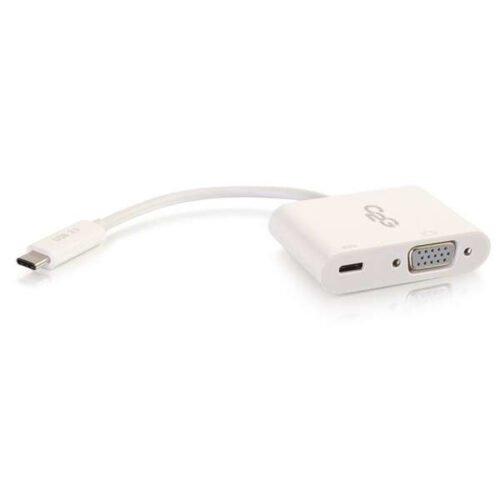 C2G USB C to VGA Video Adapter w/ Power Delivery - USB Type C to VGA White - Image 3