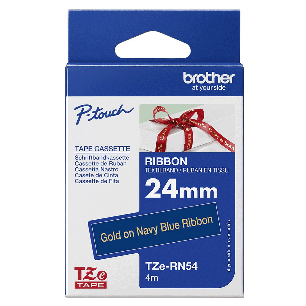 Brother TZE-RN54 label-making tape Gold on navy - Image 3