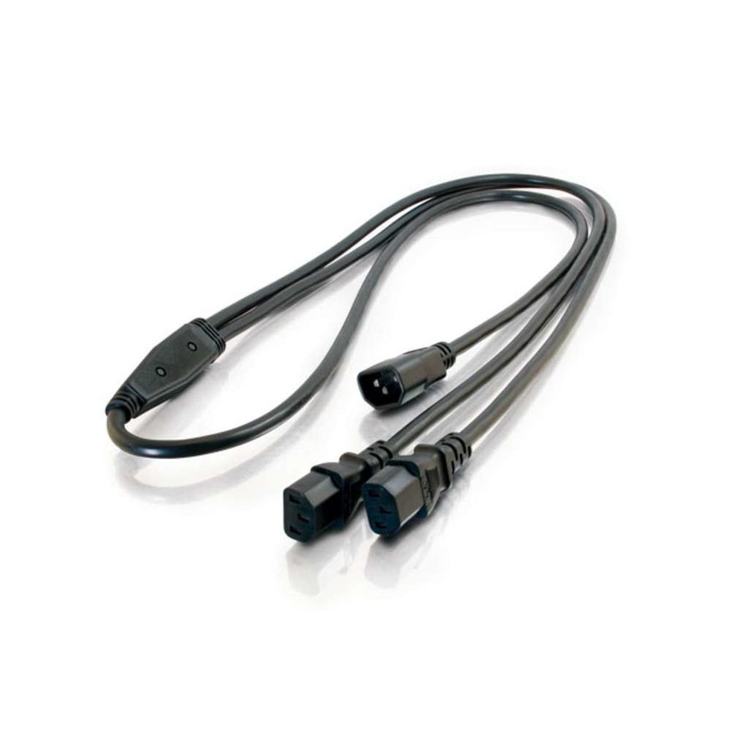 C2G 1.8m, C14 IEC - 2xC13 IEC Black C14 coupler 2 x C13 coupler - Image 2
