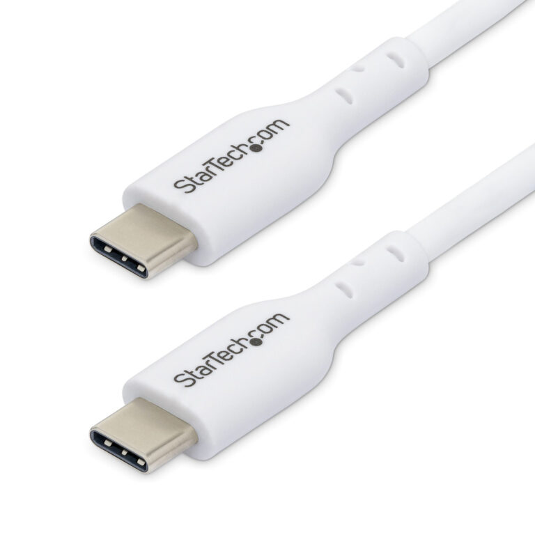 StarTech.com 3m (9.8ft) White USB-C Charging Cable, USB C Cable, USB 2.0 Type-C Laptop Charger Cord, 60W 3A Power Delivery, TPE