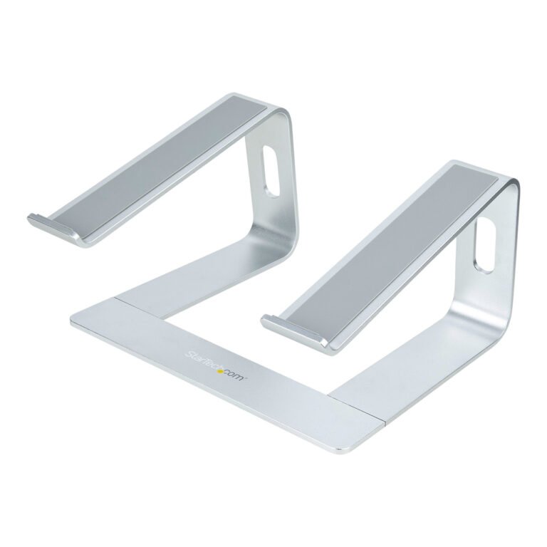StarTech.com Laptop Stand for Desk, Supports 5kg/11lb, Aluminum, Silver, Ergonomic Laptop Riser, Portable Laptop Holder, Comput