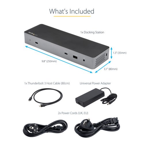StarTech.com Thunderbolt 3 Dock w/ USB-C Host Compatibility - Dual 4K 60Hz DisplayPort 1.4 or Dual HDMI Monitors - Single 8K - - Image 5