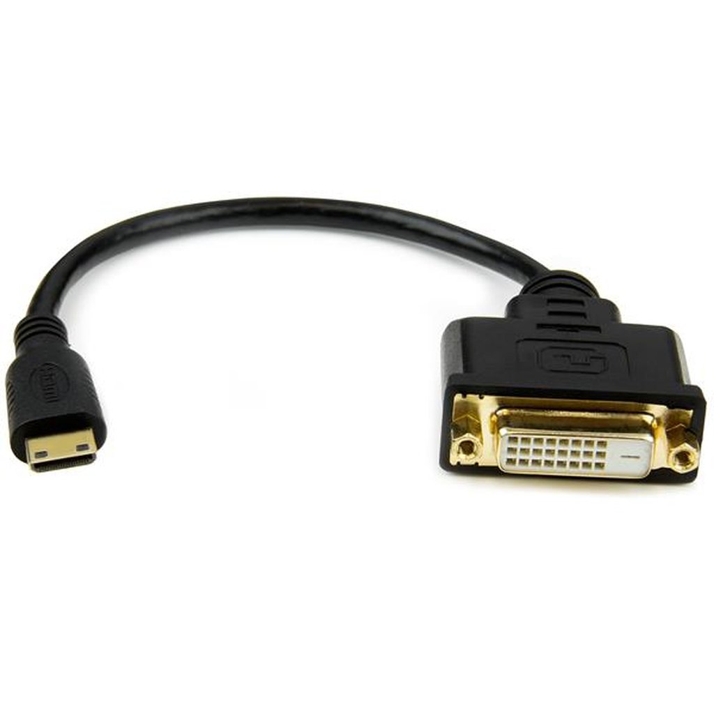 StarTech.com 8 in (20cm) Mini HDMI to DVI Cable - DVI-D to HDMI Cable (1920x1200p) - 19 Pin HDMI Mini Male to DVI-D Female - Di