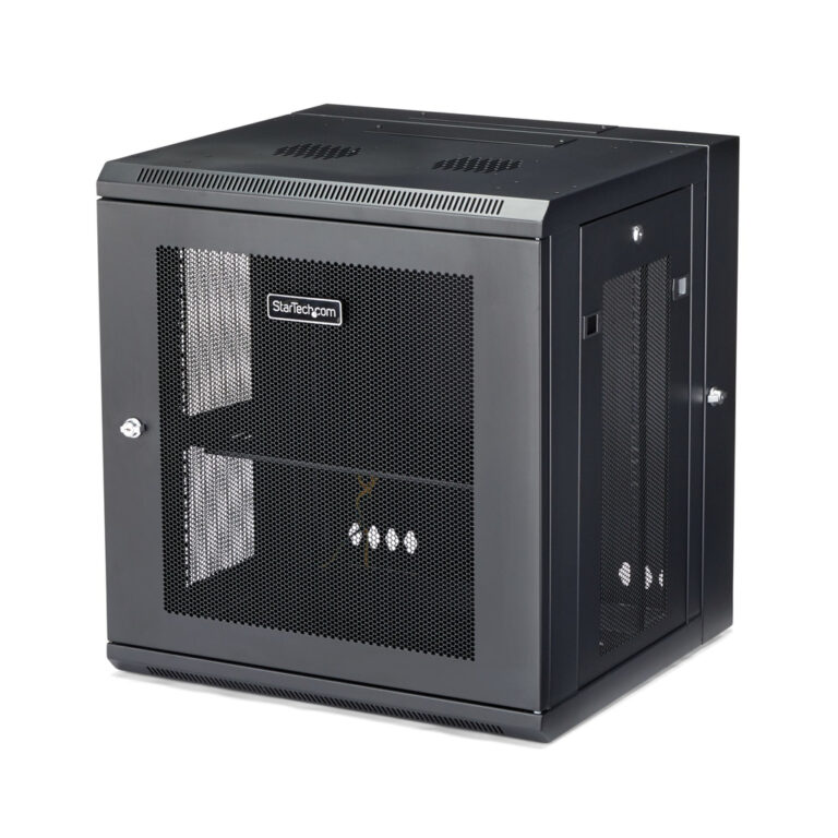 StarTech.com 4-Post 12U Wall Mount Network Cabinet with 1U Shelf, 19" Hinged Wall-Mounted Server Rack for Data / AV / Electroni
