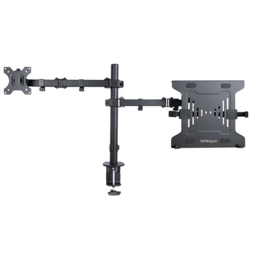 StarTech.com Monitor Arm with VESA Laptop Tray, For a Laptop (4.5kg/9.9lb) and a Single Display up to 32" (8kg/17.6lb), Black, - Image 12