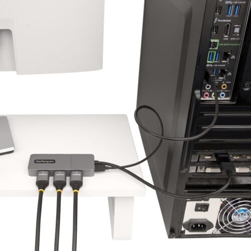 StarTech.com 3-Port MST Hub - DisplayPort to 3x HDMI, Triple 4K 60Hz Monitors, DP 1.4 Multi-Monitor Video Adapter, 1ft (30cm) B - Image 3